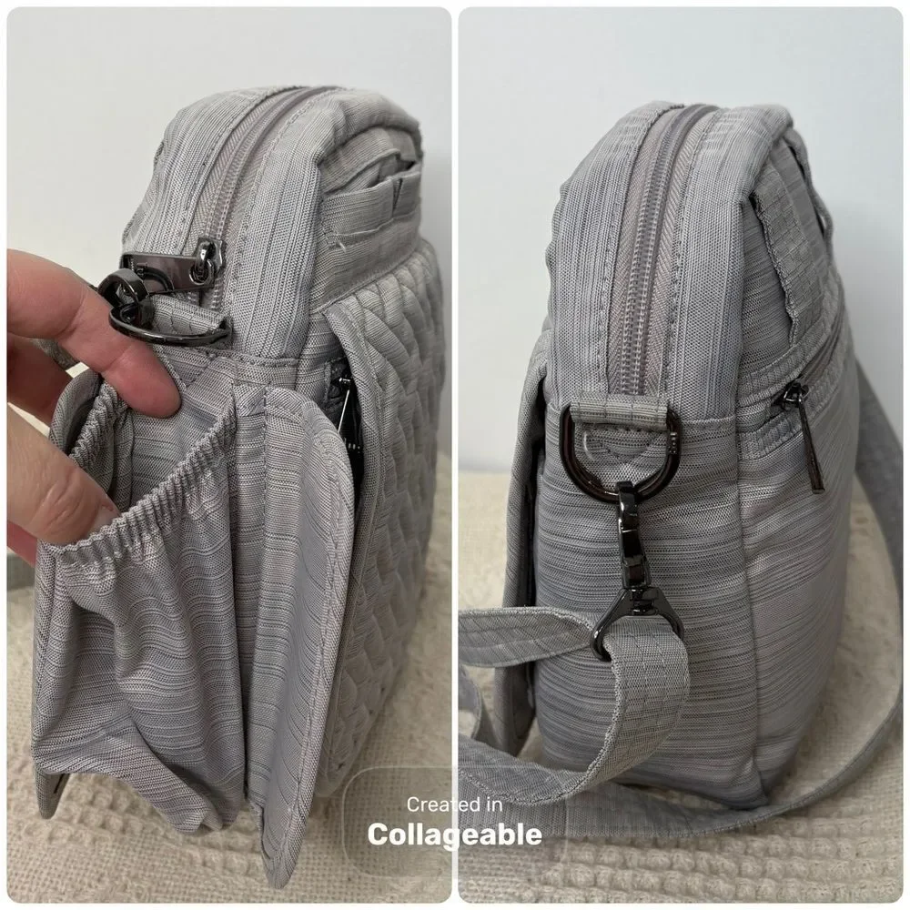 Lug RFID Flapper Convertible Crossbody Bag Gray Lightweight Travel Belt